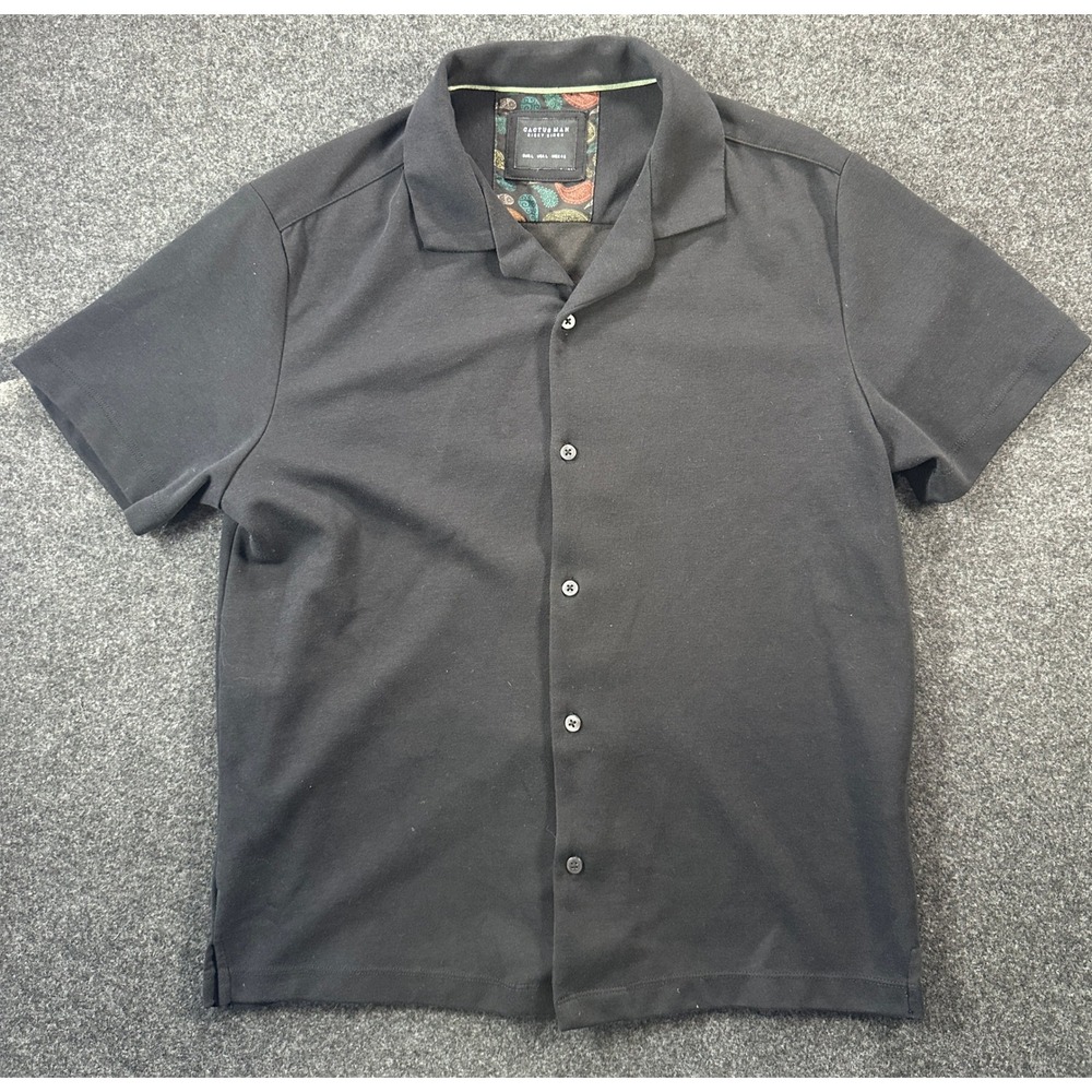 Cactus Man Ricky Singh Mens Large Black Short Sleeve Camp Collar Jersey Shirt